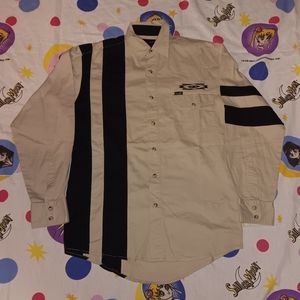 90s Wrangler Western Long Sleeve Khaki Stripe Pearl Snap Button Vintage Shirt